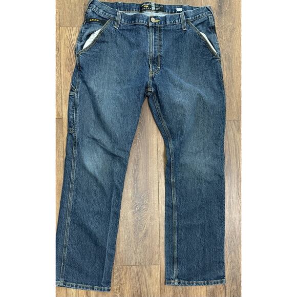 Ariat Rebar M4 Relaxed Boot Size 36x30 Mens Denim Work Blue Jeans EXCELLENT COND - Picture 1 of 3
